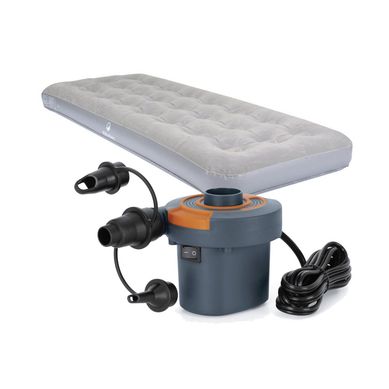 Kit 1 Colcho Inflvel de Solteiro Horizon 22x76x185cm Cinza + 1 Inflador Eltrico 220V Bestway