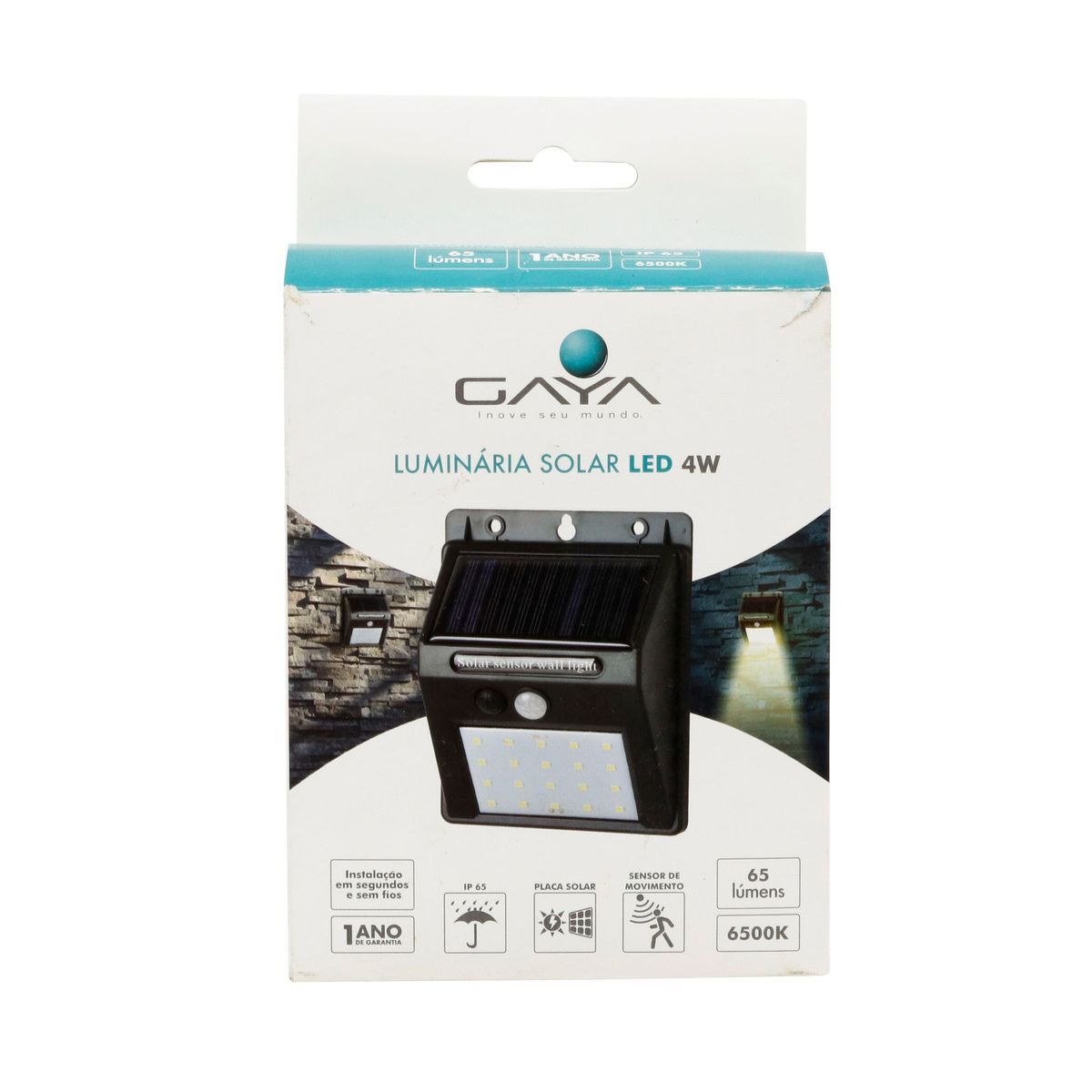 Luminária Solar Led com Sensor 6500K 4W Gaya, marca Gaya - Foto 2