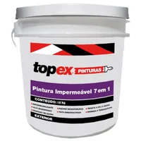 Tinta Emborrachada Impermeável Para Exterior 7 em 1 Branco Balde 18kg Topex