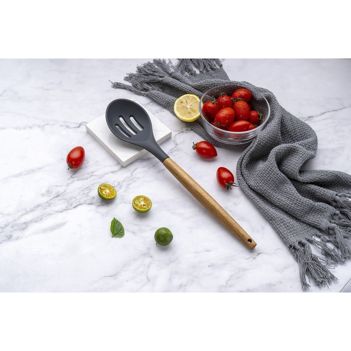 Colher Ranhuras com Cabo Madeira de Just Home Collection, marca Just Home Collection - Foto 2