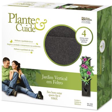 Jardim Vertical em Feltro 4 Nichos Plante e Cuide