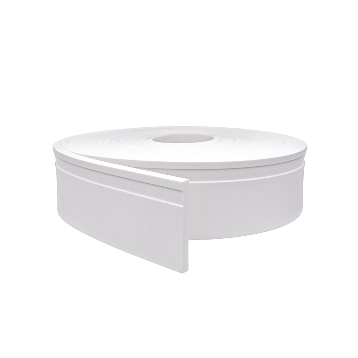 Rodapé Autocolante Flexível Eva Frisado Reto 10x1,2cm Rolo 5m Branco, marca Meu Rodapé - Foto Principal