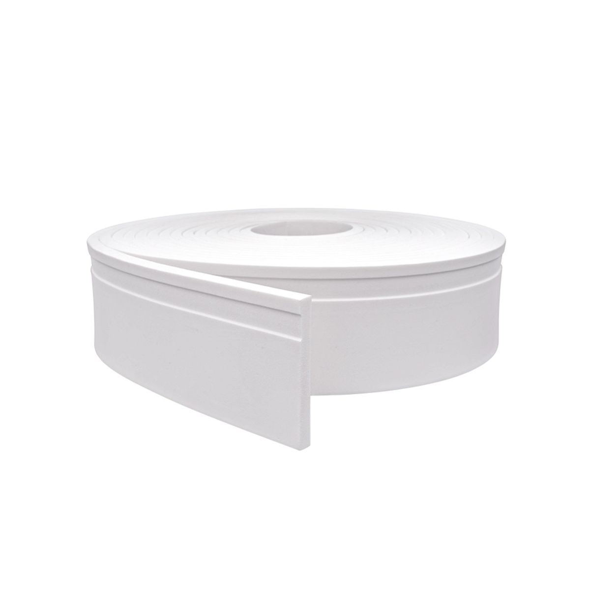 Rodapé Autocolante Flexível Eva Frisado Reto 7x1,2cm Rolo 2,5m Branco, marca Meu Rodapé - Foto Principal