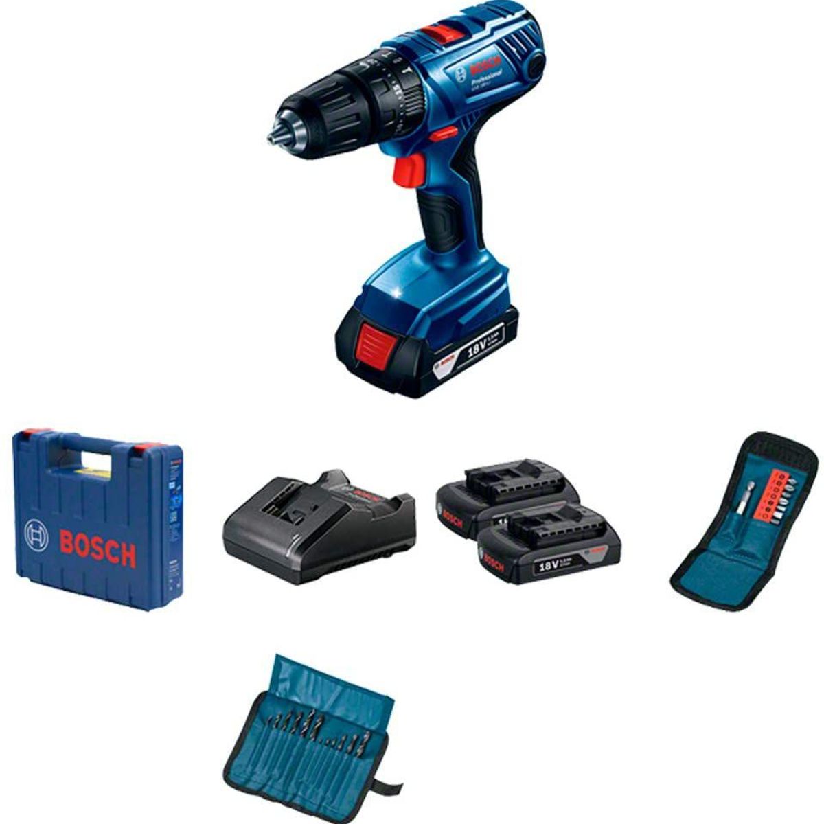 Parafusadeira Furadeira de Impacto Bosch GSB 180 2 bat e kit, marca Bosch - Foto Principal