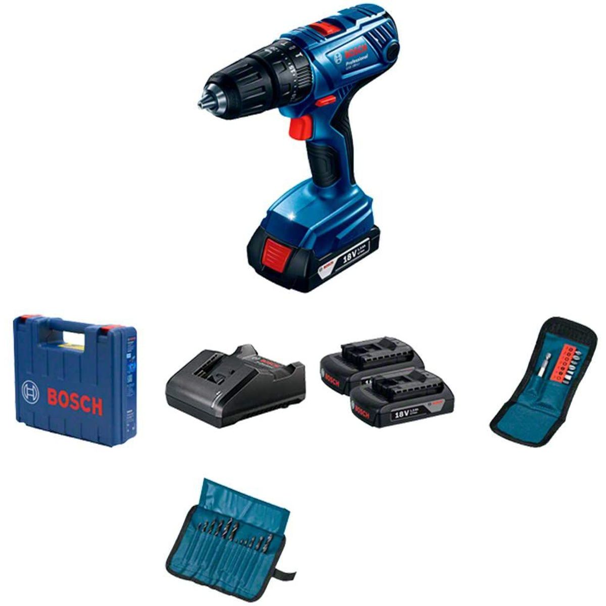 Parafusadeira Furadeira de Impacto Bosch GSB 180 2 bat e kit, marca Bosch - Foto Principal