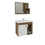 Armário Lotus 55cm com Espelheira Amêndoa/Branco MGM