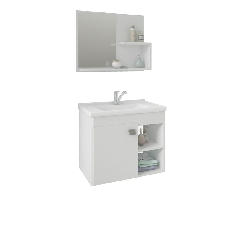 Armário Lotus 55cm com Espelheira Branco MGM - Sodimac.com.br
