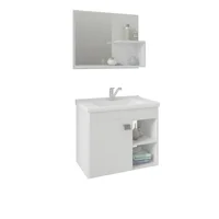 Armário Lotus 55cm com Espelheira Branco MGM