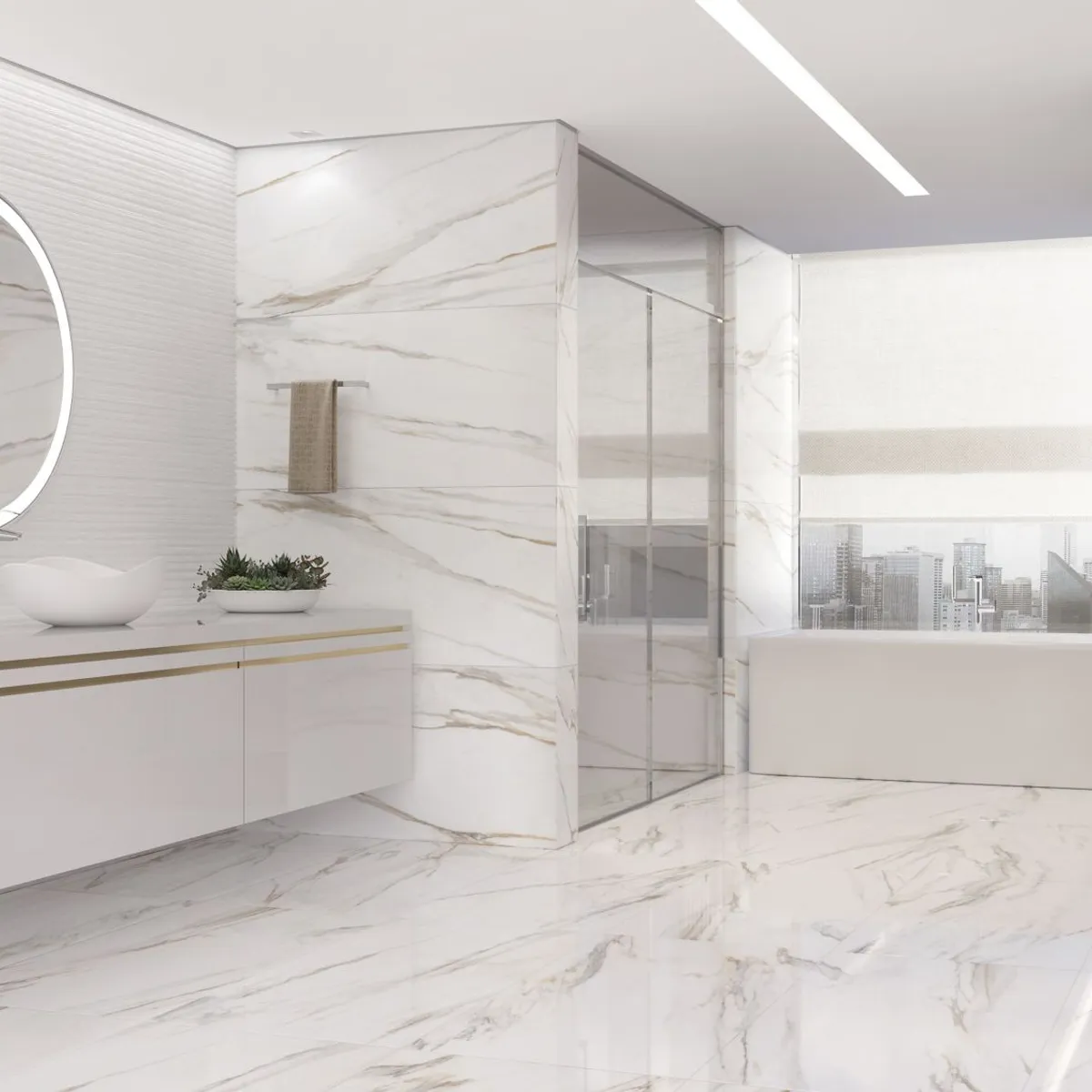Porcelanato Calacata Gold Micro Crystal 59,5x119,5 Retificado Caixa 2,13m² Roca, marca Roca - Foto 2