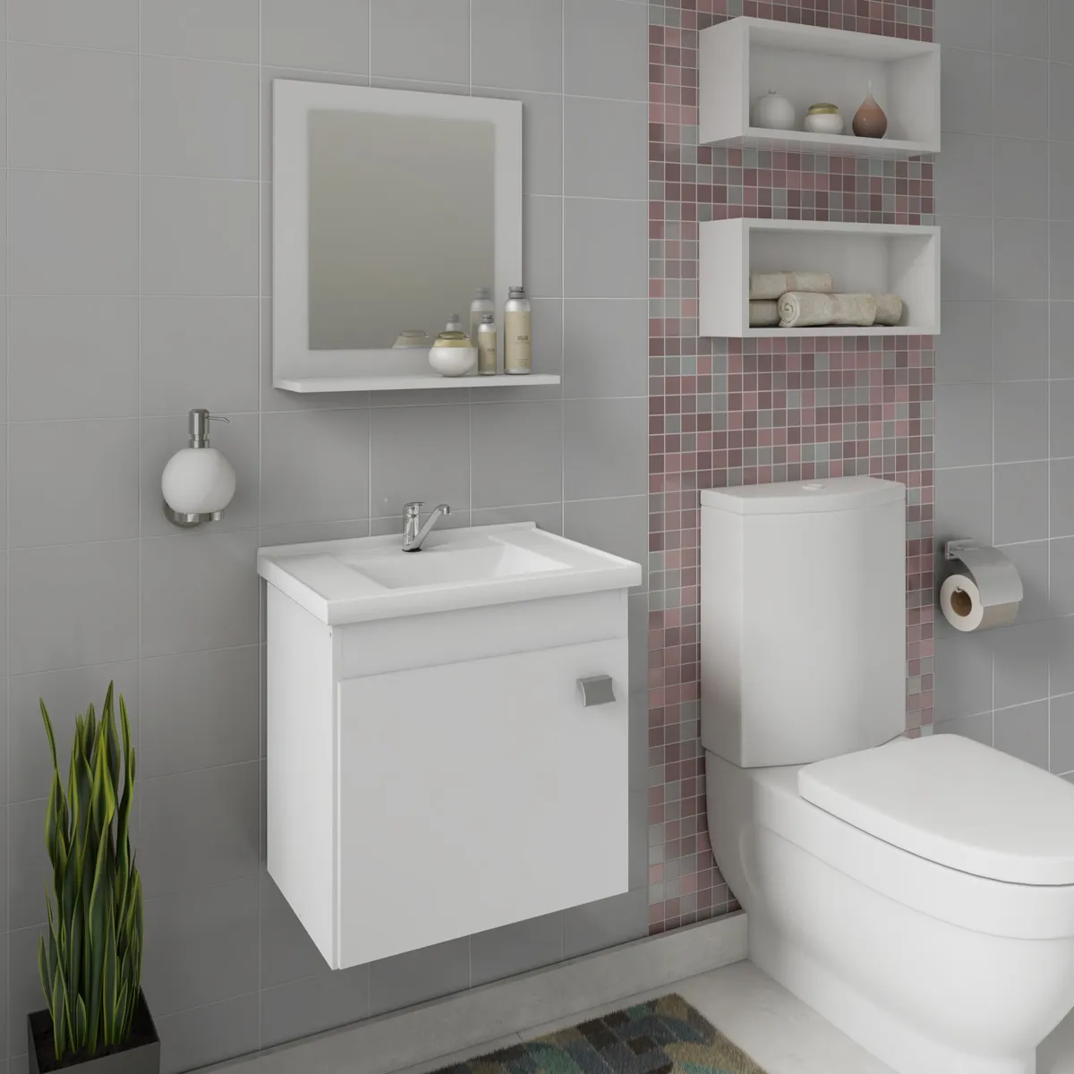 Armário Iris 44cm com/ Espelheira Branco MGM, marca Mgm - Foto 2