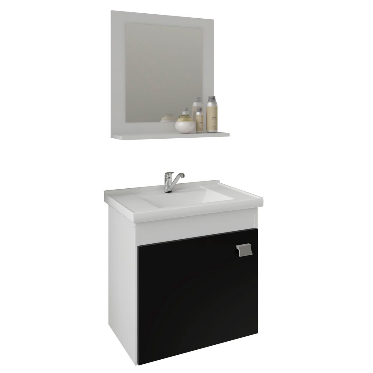 Armário Iris 44cm com Espelheira Branco/Preto MGM, marca Mgm - Foto Principal