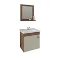 Armário Iris 44 Cm C/ Espelheira Amêndoa/Branco