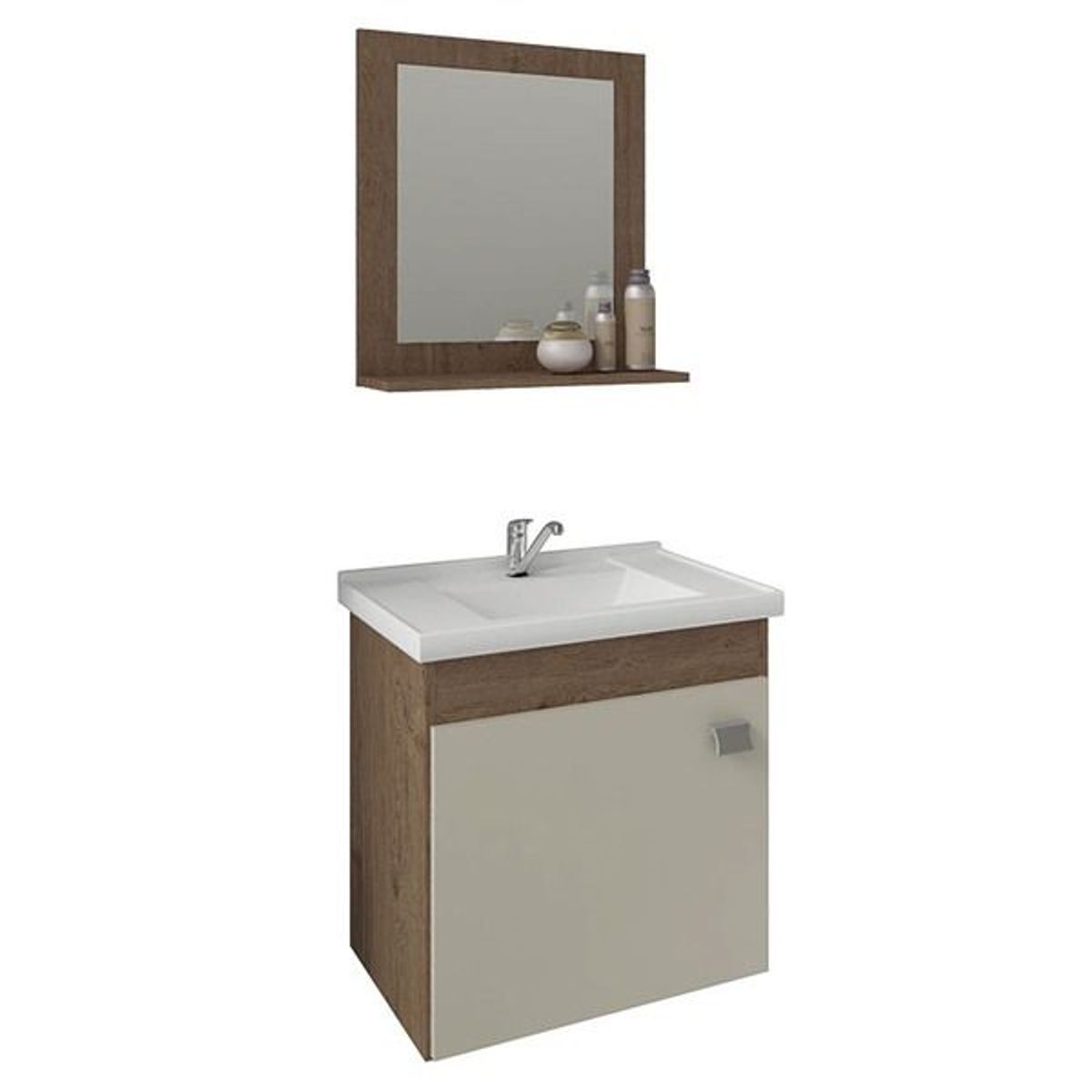 Armário Iris 44 cm com Espelheira Amêndoa/Off White MGM, marca Mgm - Foto Principal