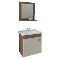 Armário Iris 44 cm com Espelheira Amêndoa/Off White MGM