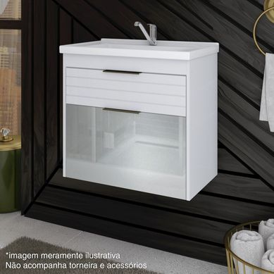 Armrio para Banheiro Porta de Vidro Azalia Branco 59cm MGM