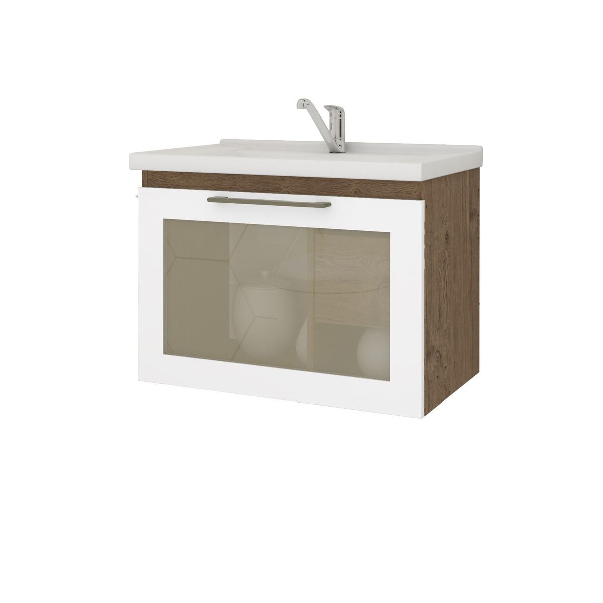 Armário para Banheiro com Porta de Vidro Reflecta Hibisco Amêndoa/Branco 59cm MGM, marca Mgm - Foto 2