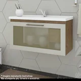 Armário para Banheiro com Porta de Vidro Reflecta Hibisco Amêndoa/Off White 79cm MGM