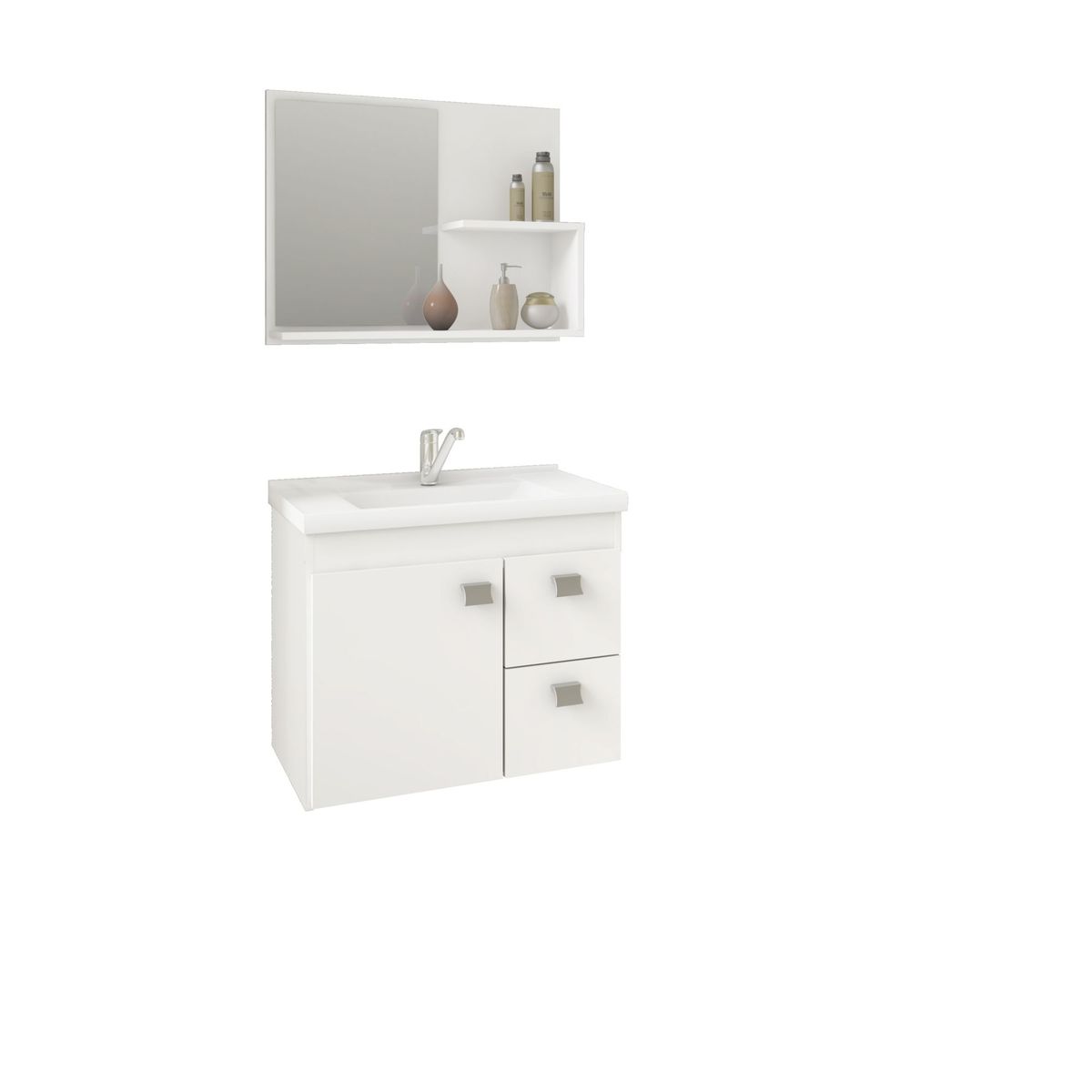 Armário Hortência 55cm com Espelheira Branco MGM, marca Mgm - Foto Principal