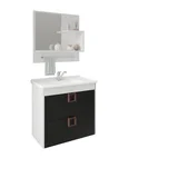 Armário Lírio 59cm com Espelheira Branco/Preto MGM