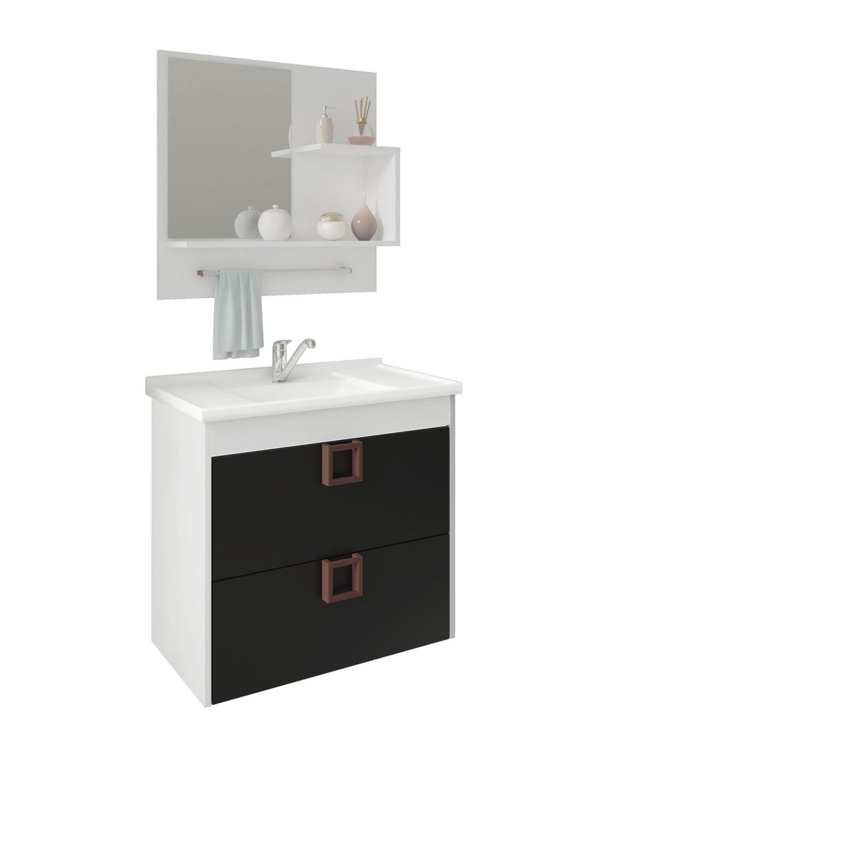 Armário Lírio 59cm com Espelheira Branco/Preto MGM, marca Mgm - Foto Principal