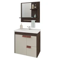 Armário Tulipa 59cm com Espelheira Café/Off White MGM