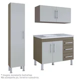 Cozinha Compacta Flex 3 Peças, 136Cm, Amendoa e Off White