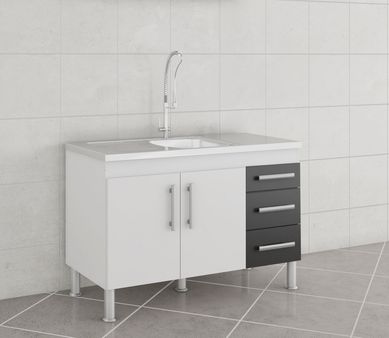 Balco Cozinha Flex 1,14 Mt Branco/Preto