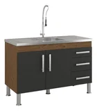 Balcão Cozinha Flex 1,14m Amêndoa/Titanium MGM