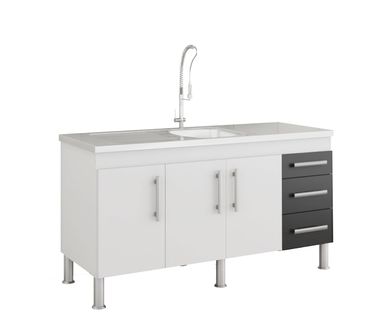 Balco Cozinha Flex 1,44 Mt Branco/Preto