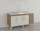 Balcão Cozinha Flex 1,44 Mt Amêndoa/Off White