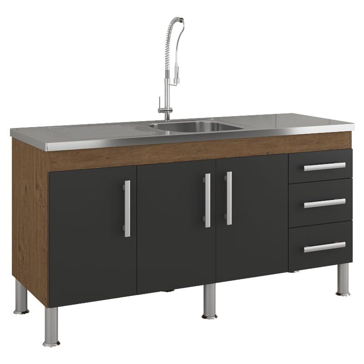 Balcão Cozinha Flex 1,44 Mt Amêndoa/Titanium, marca Mgm - Foto Principal