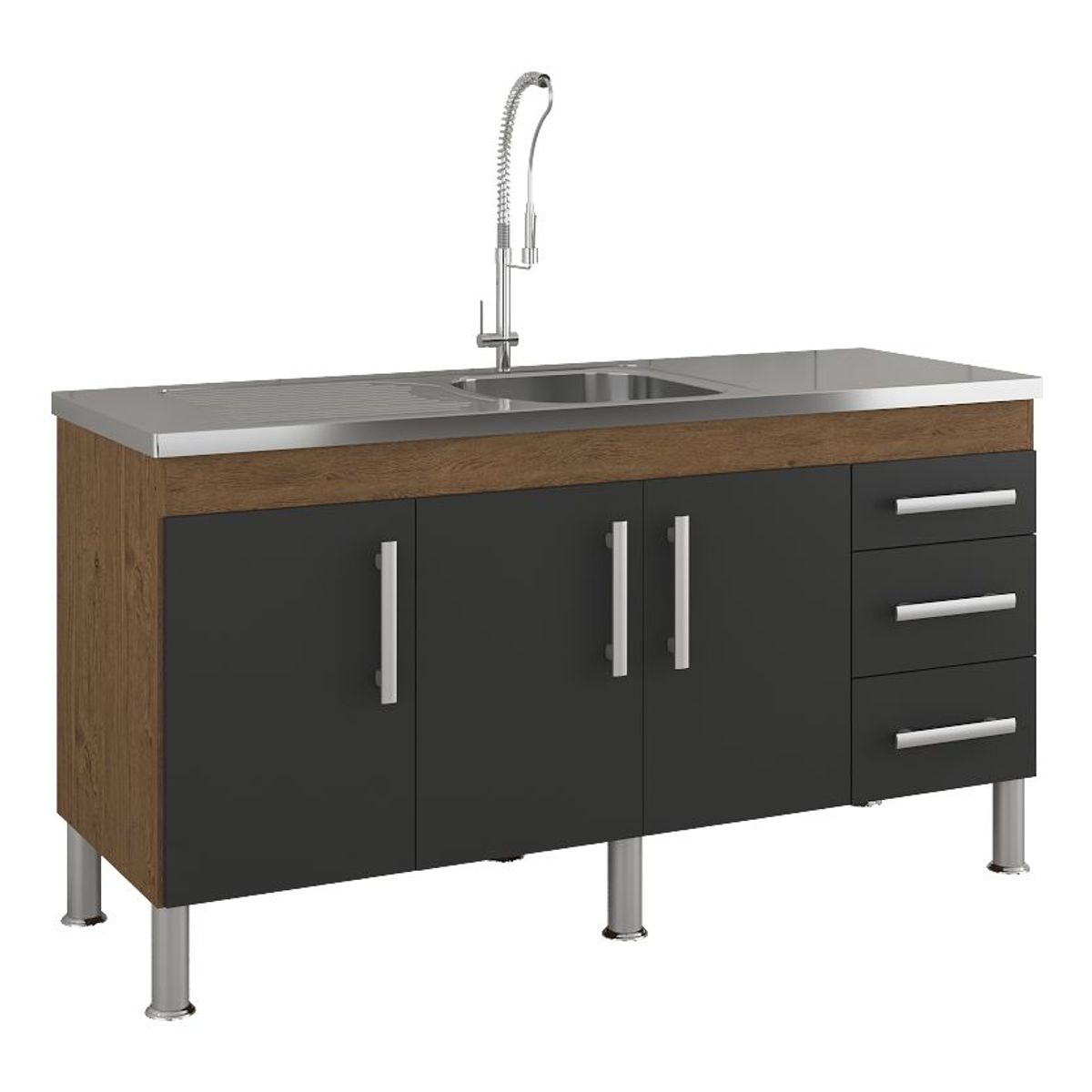 Balcão Cozinha Flex 1,44 Mt Amêndoa/Titanium, marca Mgm - Foto Principal
