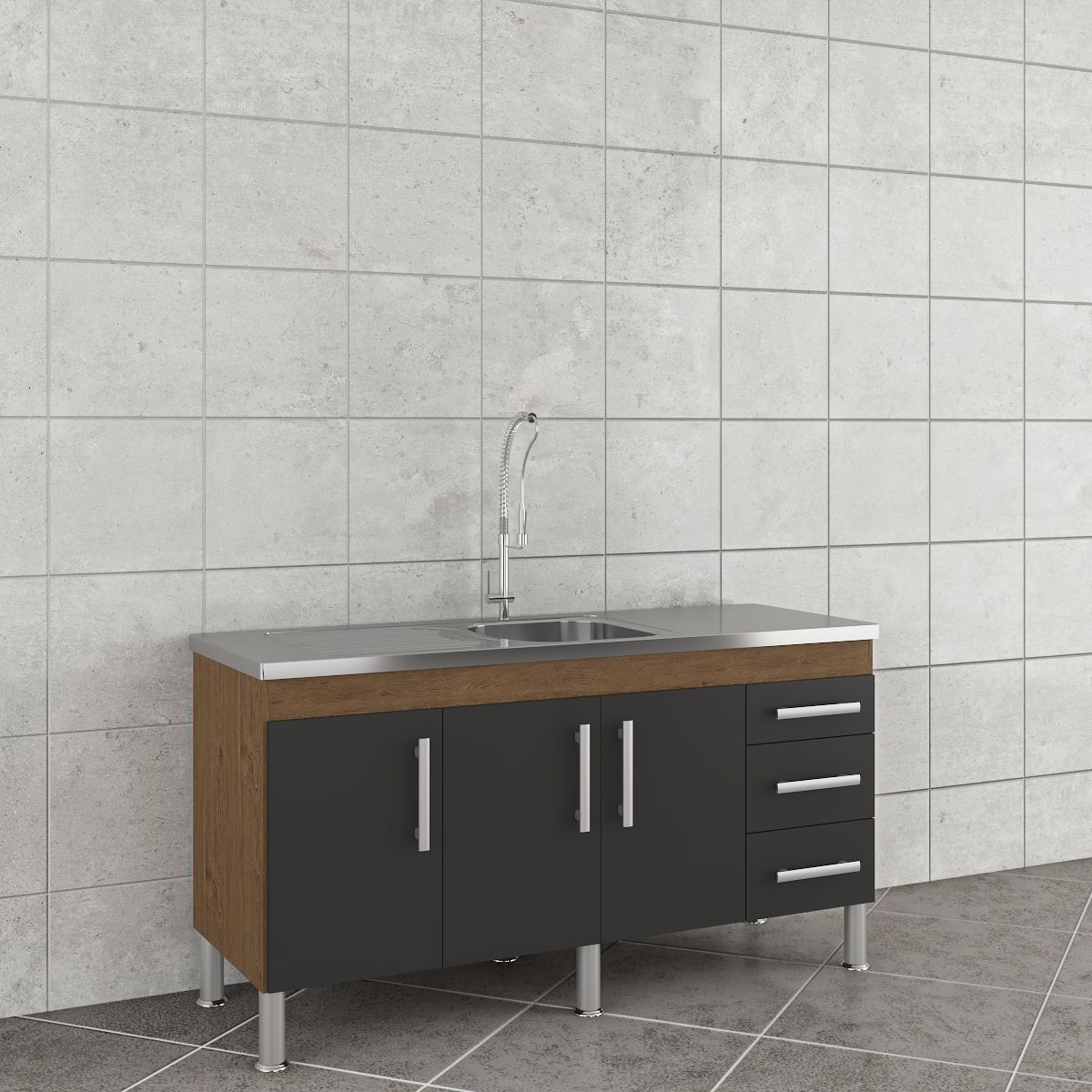 Balcão Cozinha Flex 1,44 Mt Amêndoa/Titanium, marca Mgm - Foto 2