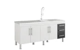 Balcão Cozinha Flex 1,74 Mt Branco/Preto