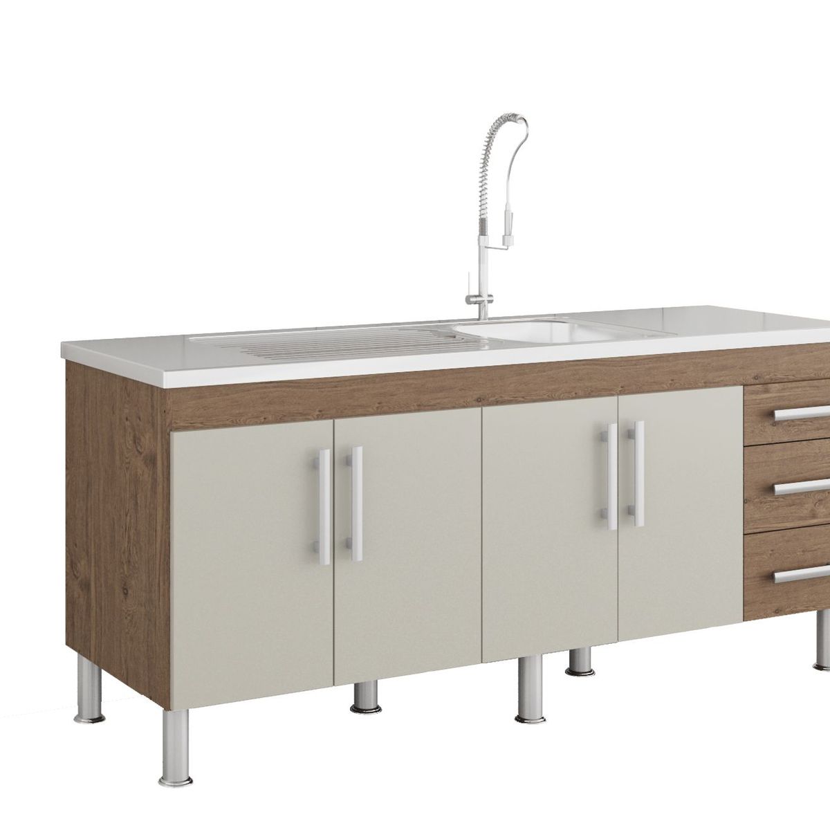 Balcão Cozinha Flex 1,74 Mt Amêndoa/Off White, marca Mgm - Foto Principal