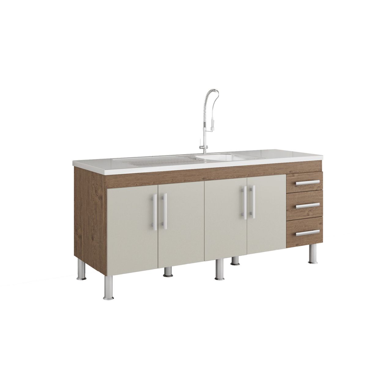 Balcão Cozinha Flex 1,74 Mt Amêndoa/Off White, marca Mgm - Foto Principal