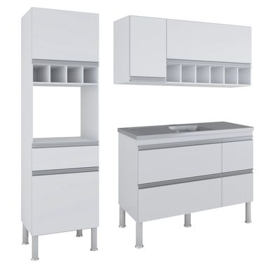 Cozinha Compacta Prisma 3 Peas, 156Cm, Branco