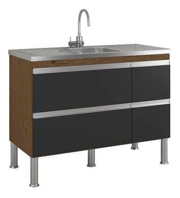 Balco Cozinha Prisma Px Perfil 1,14 Mt Amndoa/Titanium