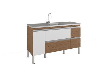 Balco Cozinha Prisma Px Perfil 1,44 Mt Amndoa/Branco