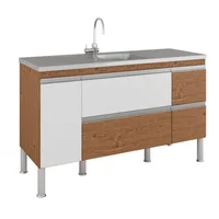 Balcão Cozinha Prisma Px Perfil 1,44 Mt Amêndoa/Branco