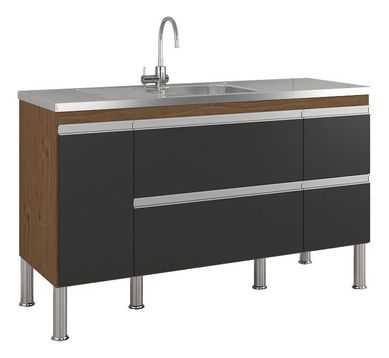 Balco Cozinha Prisma Px Perfil 1,44 Mt Amndoa/Titanium
