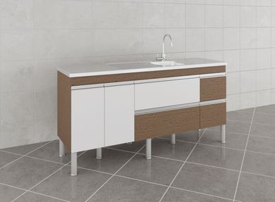 Balco Cozinha Prisma Px Perfil 1,74 Mt Amndoa/Branco