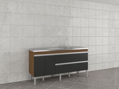 Balco Cozinha Prisma Px Perfil 1,74 Mt Amndoa/Titanium