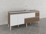 Balcão Cozinha Prisma Px Perfil 1,94 Mt Amêndoa/Branco