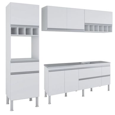 Cozinha Compacta Prisma 3 Peas, 236Cm, Branco