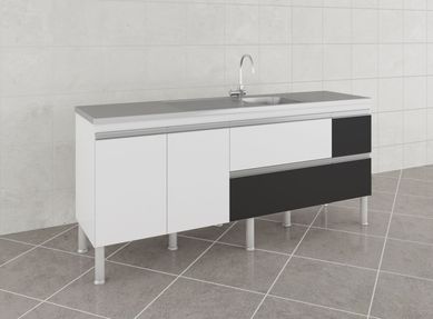 Balco Cozinha Prisma Px Perfil 1,94 Mt Branco/Preto