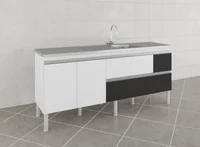 Balcão Cozinha Prisma Px Perfil 1,94 Mt Branco/Preto