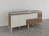 Balcão Cozinha Prisma Px Perfil 1,94 Mt Amêndoa/Off White