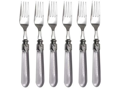 Conjunto 6 Garfos para Mesa de Ao Inox com Cabo de Plstico Destiny Transparente 22Cm