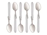 Conjunto 6 Colheres para Sobremesa de Aço Inox com Cabo de Plástico Destiny Transparente 18,5cm Lyor